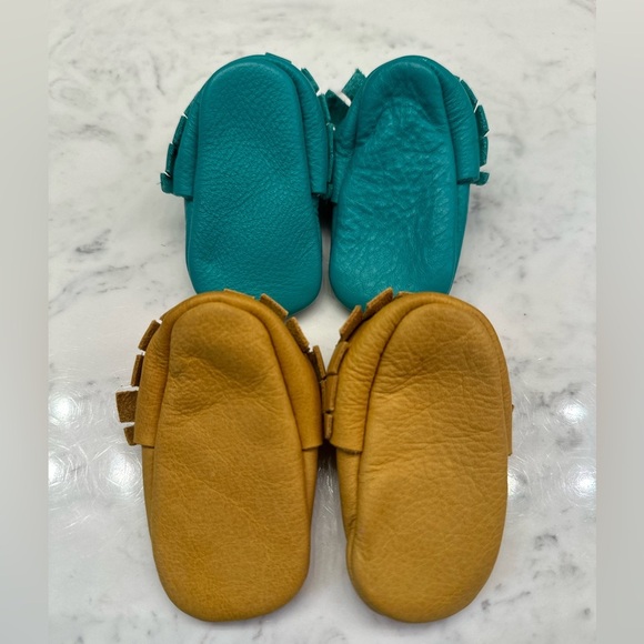 Baresoles Moccasins Genuine Leather Soft Soles Handmade Newborn Lot Of 2! EUC! - Picture 3 of 7